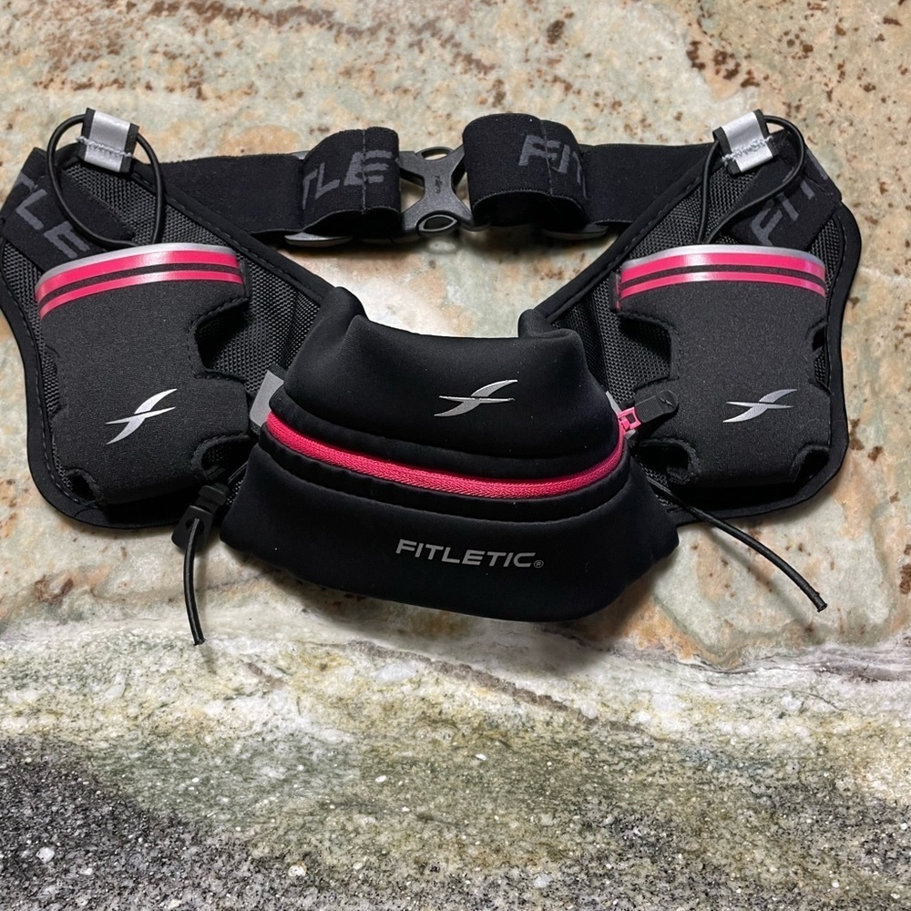 FITLETIC running belt in black with pink trim. - Picture 2 of 4